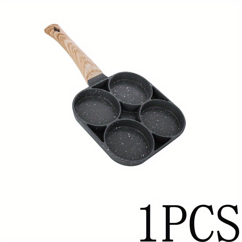 A Four-hole Non-stick Frying Pan Is Suitable for Frying Eggs, Pancakes, Hamburgers, Etc.-aluminum Alloy Material, Uncoated, Easy To Clean, High Temperature Resistant, Breakfast and Other Cooking Tools.