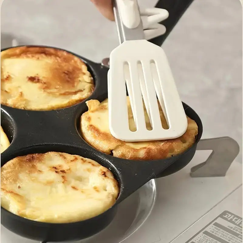 A Four-hole Non-stick Frying Pan Is Suitable for Frying Eggs, Pancakes, Hamburgers, Etc.-aluminum Alloy Material, Uncoated, Easy To Clean, High Temperature Resistant, Breakfast and Other Cooking Tools.