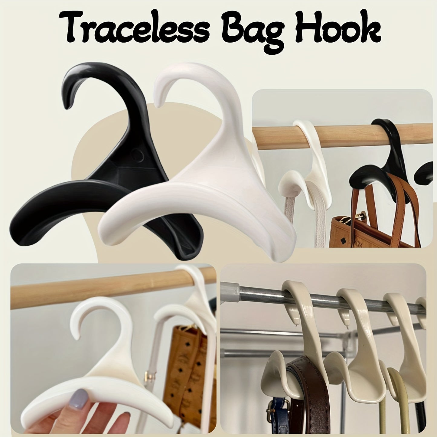 10-piece-sturdy Plastic Hook-wardrobe Rack, Suitable for Handbags, Handbags, Belts, Scarves, Hats-space-saving Bag Racks for Family and Travel.