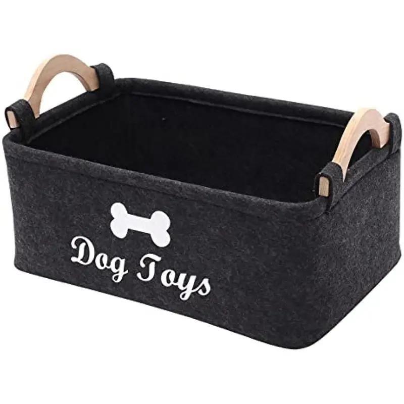 1 Dark Dog Toy Box, Storage Basket Box Storage Box-felt Pet Toy Box and Dog Toy Box Storage Basket Box Storage Box-very Suitable for Organizing Pet Toys, Blankets, Belts and Food-black Dog Toys.