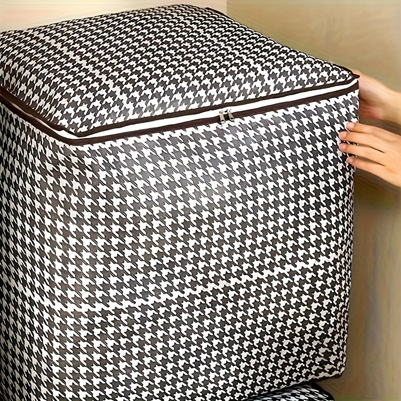 3 Pack Of Extra Large 47.55gal Salon Storage Bucket For Beauty SPA, Houndstooth Thickened Storage Contsiners For Household/Salon Spa Large Capacity Clothes Quilt Storage Bucket Dustproof And Moisture Resistant Bag Double Zipp