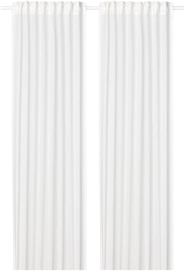 SILVERLÖNN Sheer curtains, 1 pair,for Bedroom Tier Curtains Rod Pocket 57x98 (White)