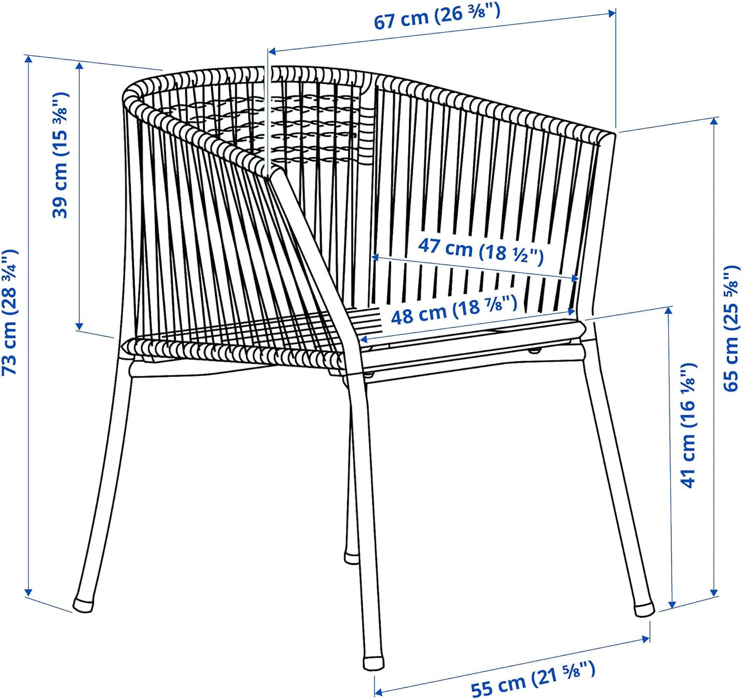 Ikea SEGERÖN chair with armrests, outdoor, white/beige