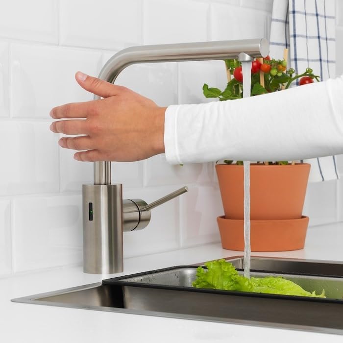 TÄMNAREN Kitchen Mixer Tap with Sensor – Modern and Hygienic, Stainless Steel Color