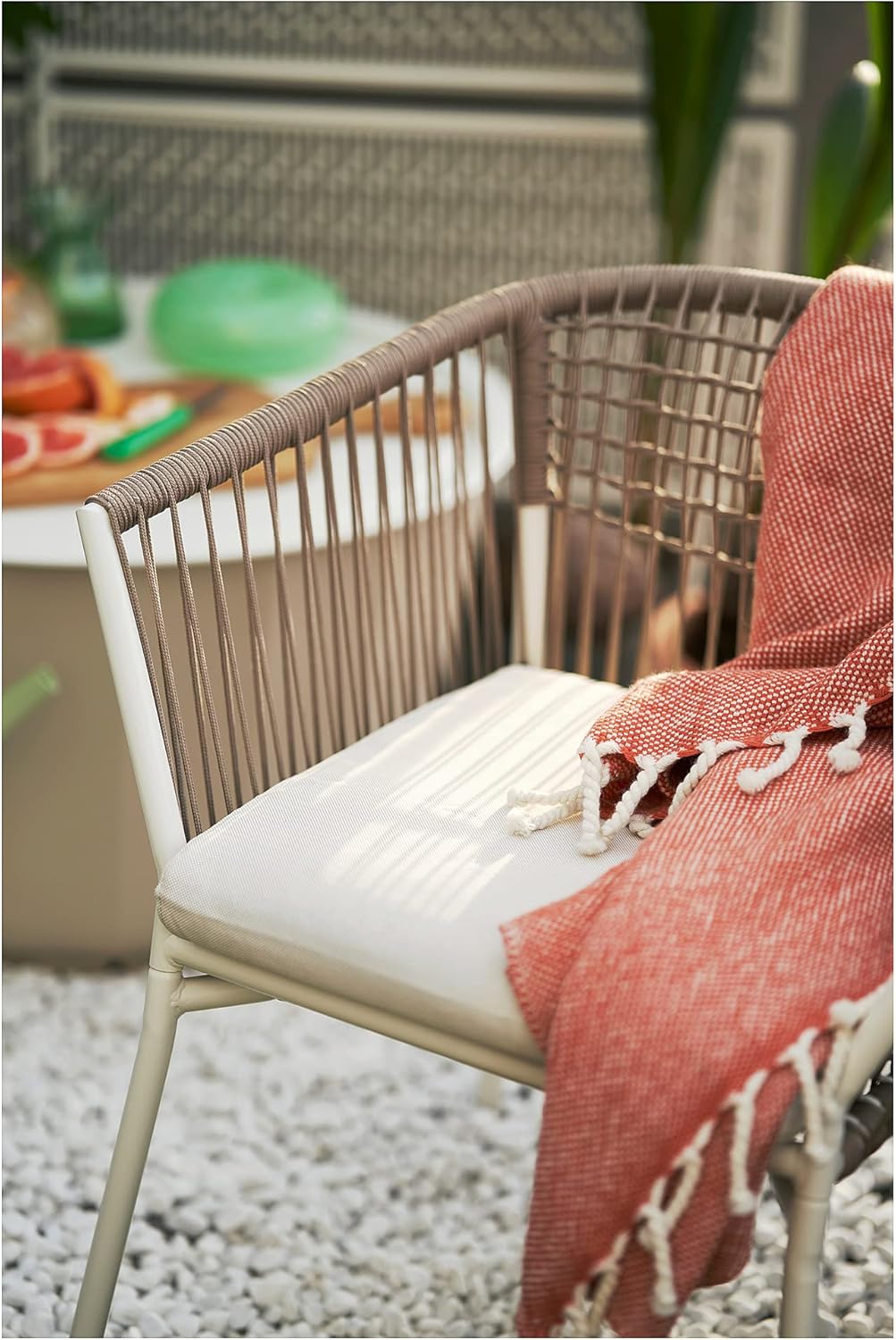 Ikea SEGERÖN chair with armrests, outdoor, white/beige