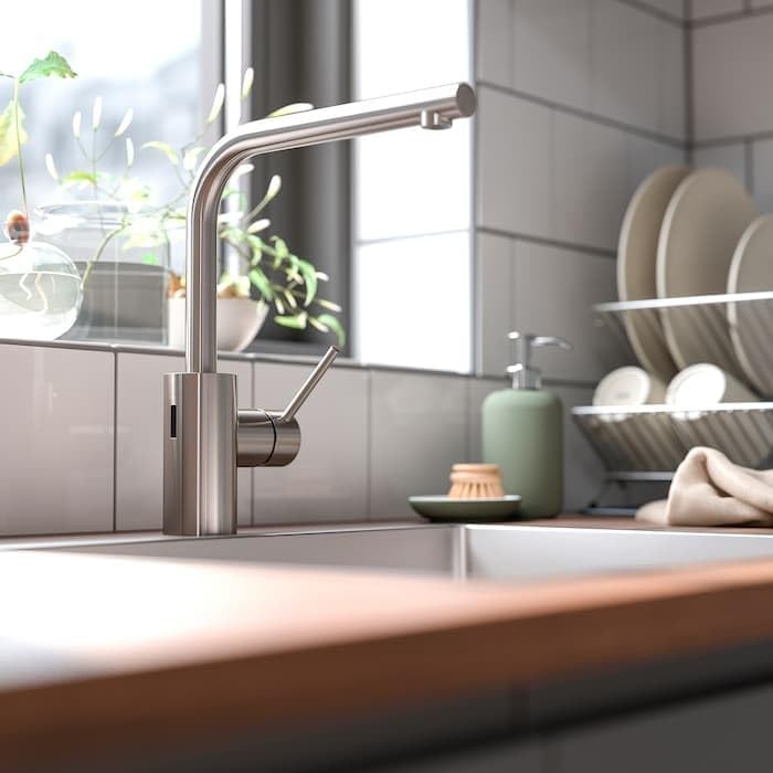 TÄMNAREN Kitchen Mixer Tap with Sensor – Modern and Hygienic, Stainless Steel Color
