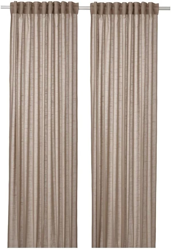 SILVERLÖNN Sheer curtains, 1 pair, for Bedroom Rod Pocket 57x98" (Beige)