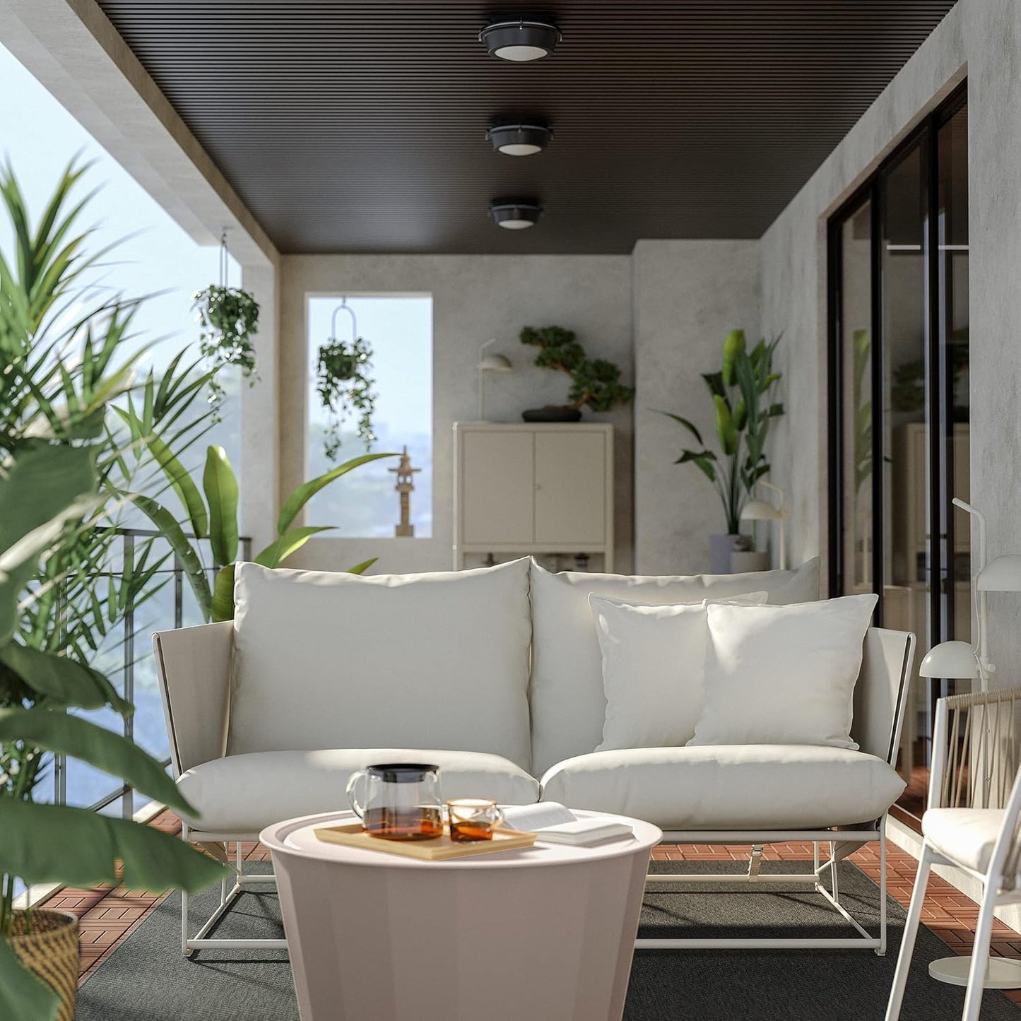 IKEA LÅGASKÄR/HAVSTEN 2-seat conversation set, outdoor, beige/beige