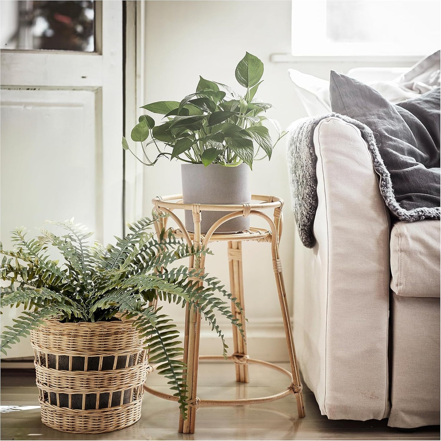TOLKNING Plant stand, handmade rattan, 26 "