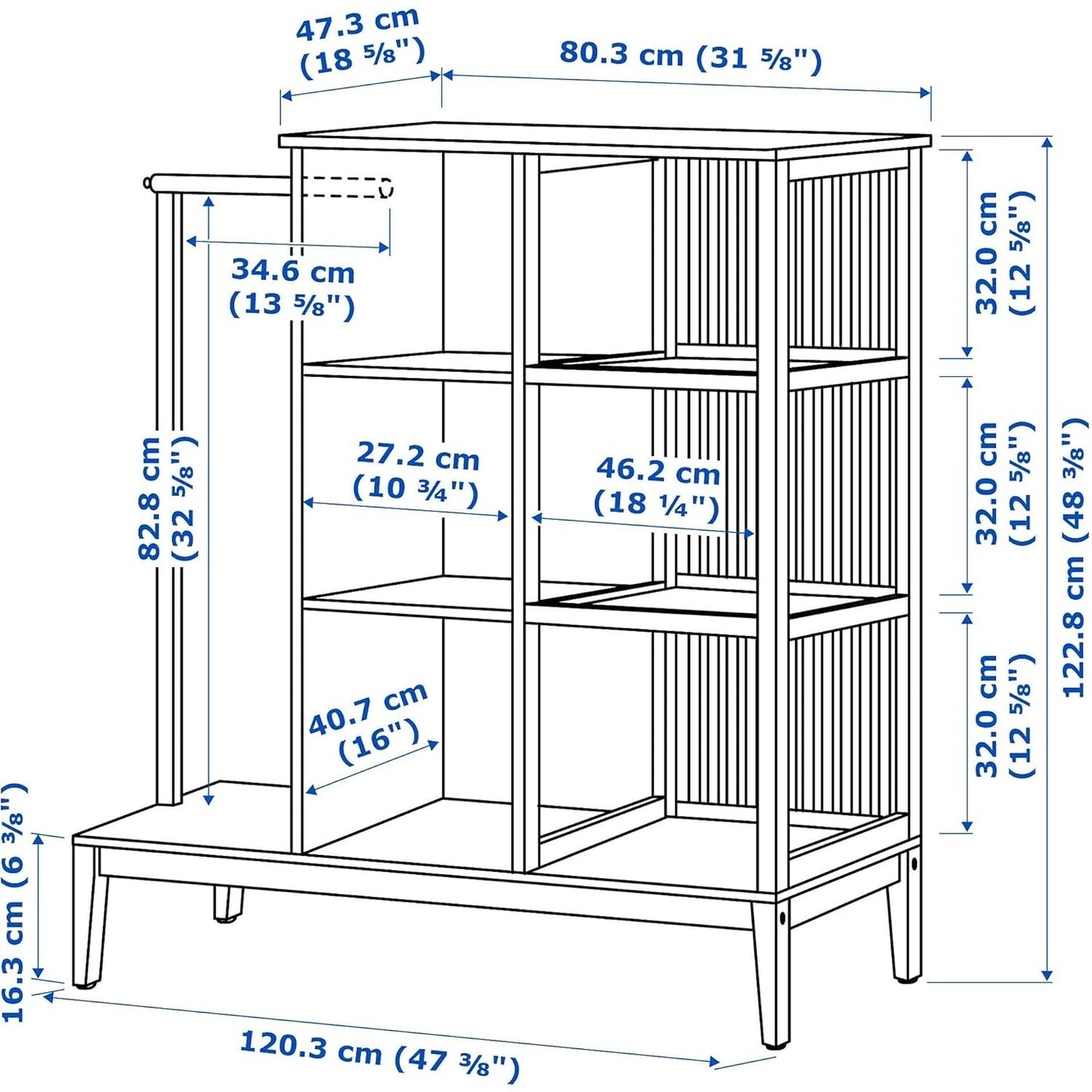NORDKISA open wardrobe with sliding door,47 1/4x48 3/8 ", bamboo