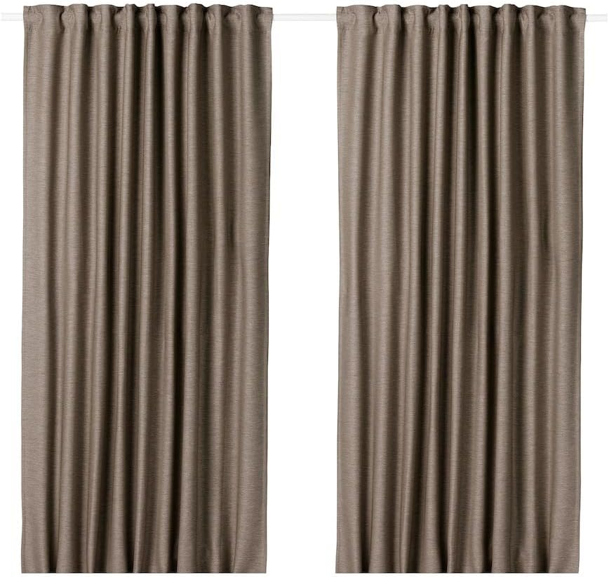 VILBORG Room darkening curtains, 1 pair, Pleat Blackout Curtains for Windows 57x98" (Dark grey-beige)