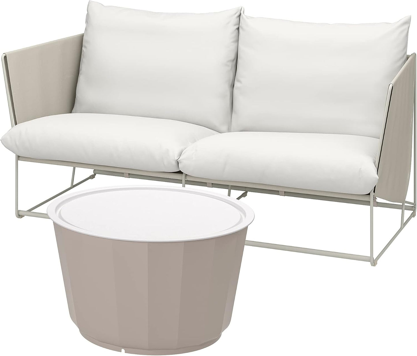 IKEA LÅGASKÄR/HAVSTEN 2-seat conversation set, outdoor, beige/beige