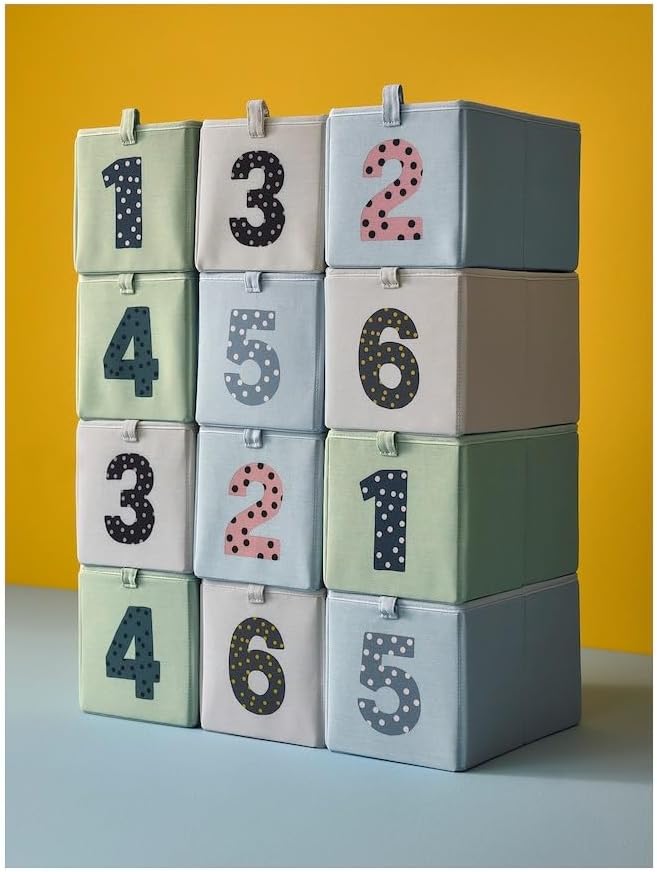 BARNDRÖM Box, set of 3, green blue/beige, 6 3/4x 10 3/4x 6 3/4