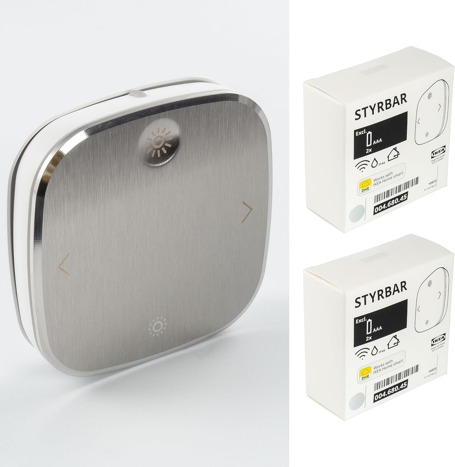 Wireless Smart Remote Controls/Dimmer Switches, Works with TRADFRI/DIRIGERA, Stainless, 004.680.45 - Set of 2