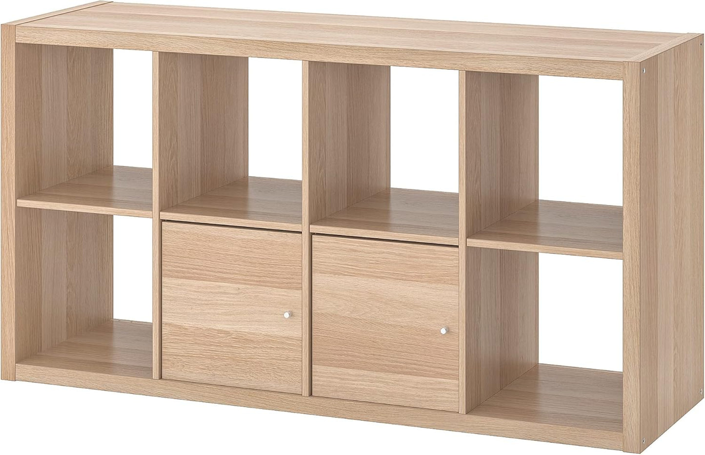 Shelf unit with doors, white stained oak effect