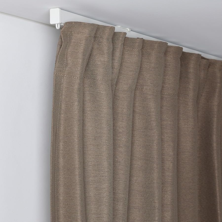VILBORG Room darkening curtains, 1 pair, Pleat Blackout Curtains for Windows 57x98" (Dark grey-beige)