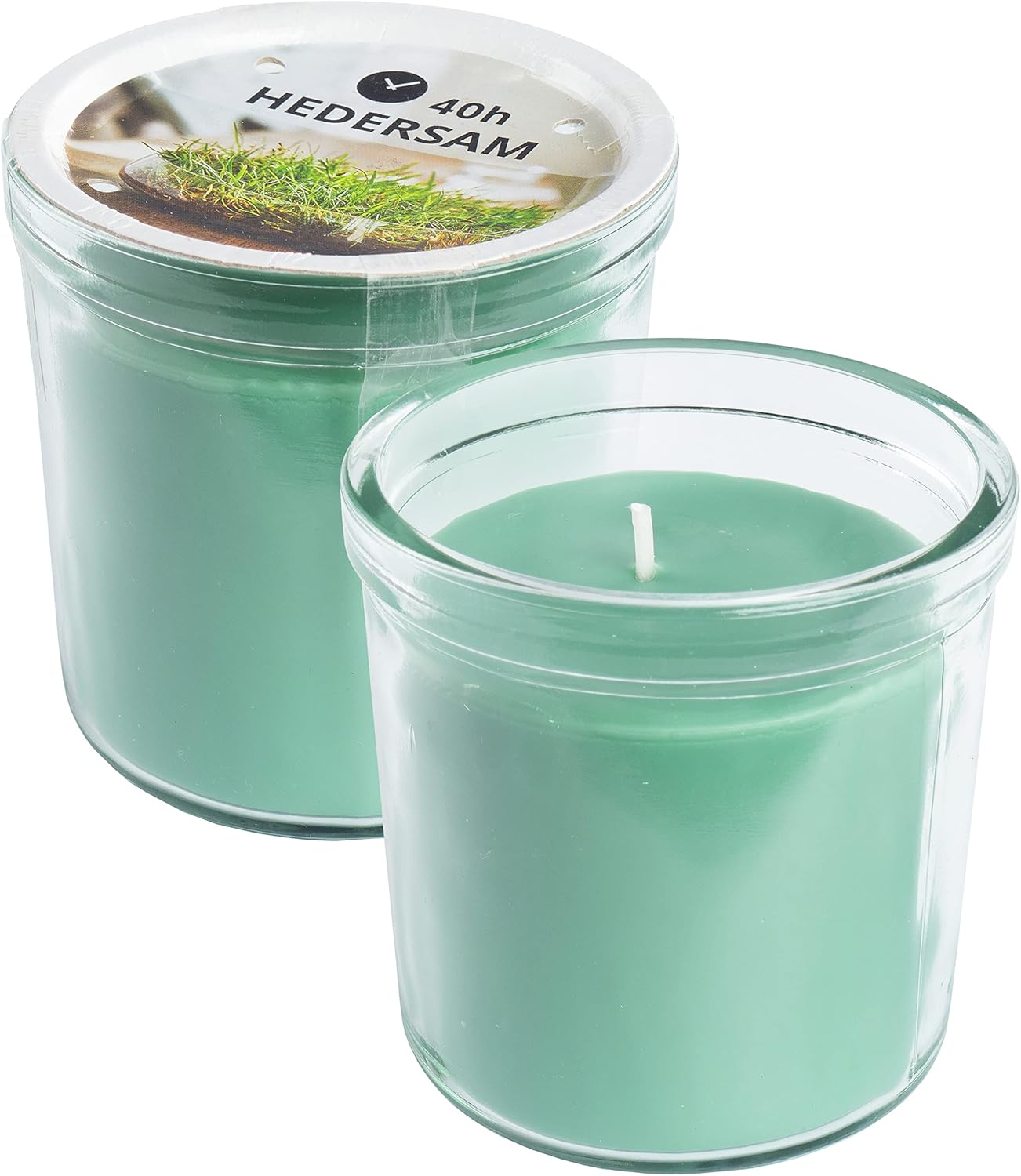 HEDERSAM Green Scented Candles in Glass Jar,40 Hours Each - Set of 2