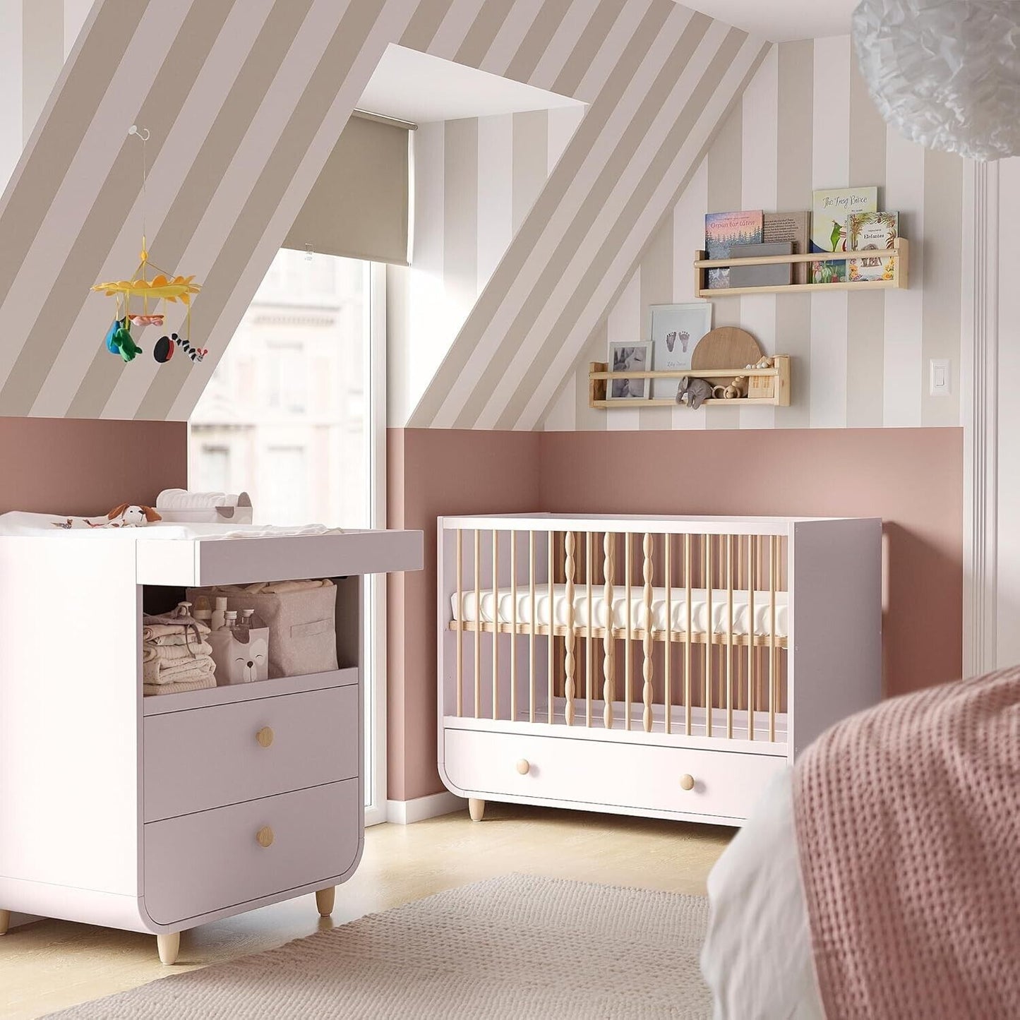 MYLLRA 2-piece baby furniture set, pale pink