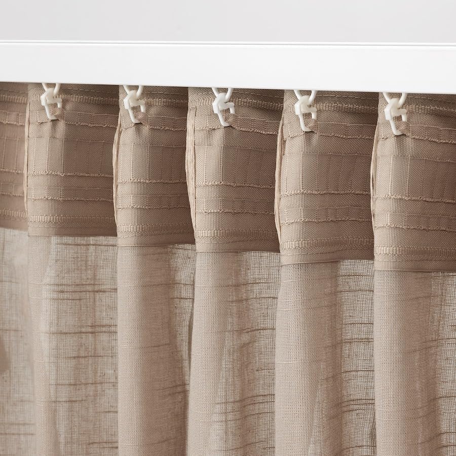 SILVERLÖNN Sheer curtains, 1 pair, for Bedroom Rod Pocket 57x98" (Beige)