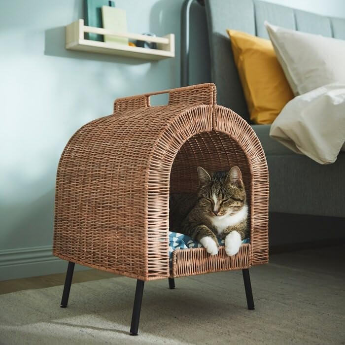 UTSÅDD Rattan Cat House on Legs - Stylish and Comfortable Shelter for Your Feline Friend
