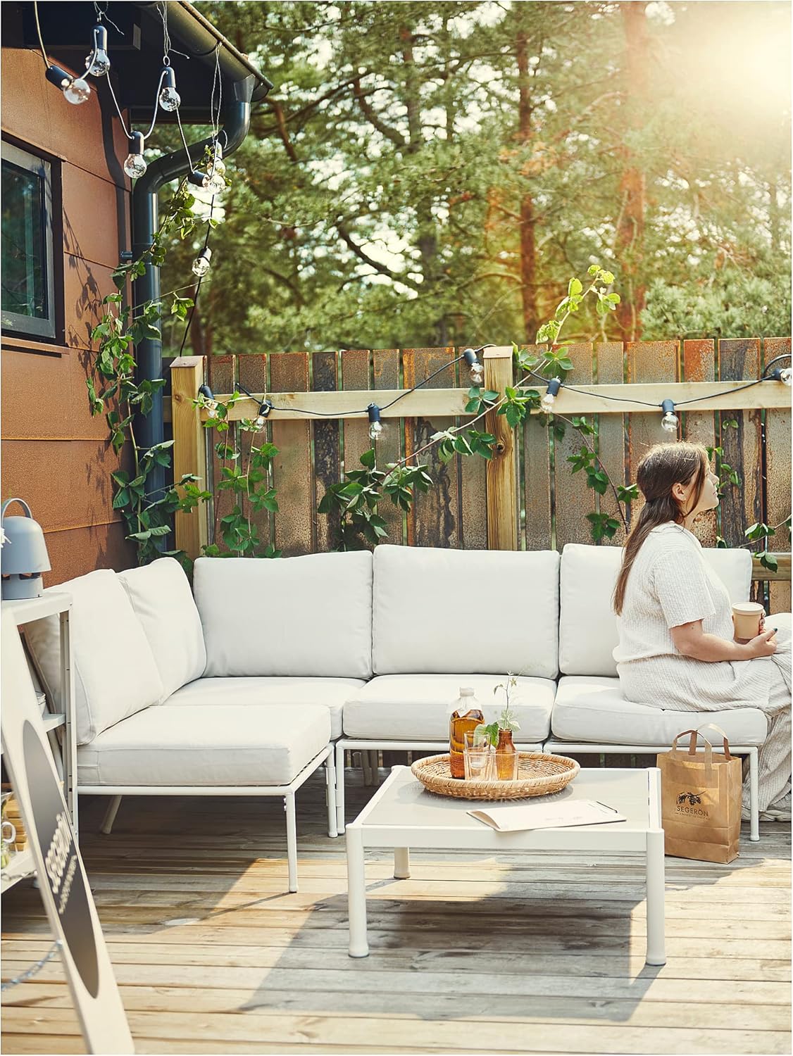 IKEA SEGERÖN corner section, outdoor, white/beige