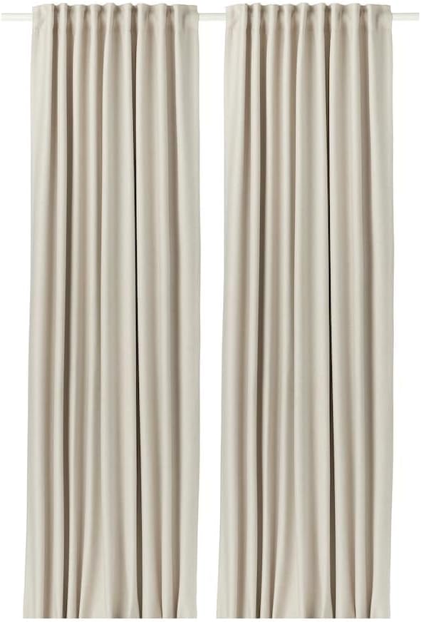 VILBORG Room darkening 1 pair Pleat Blackout Curtains for,for Windows 57x98 (Beige)