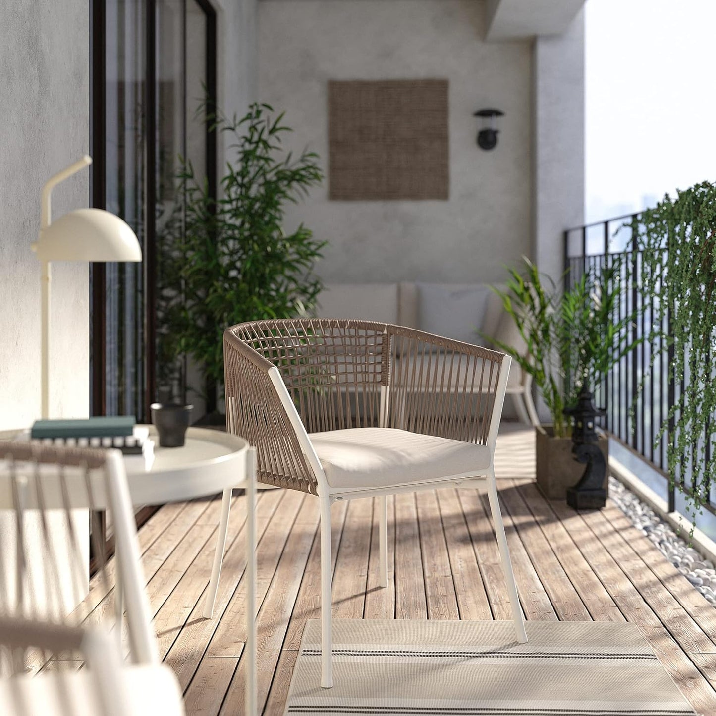 Ikea SEGERÖN chair with armrests, outdoor, white/beige