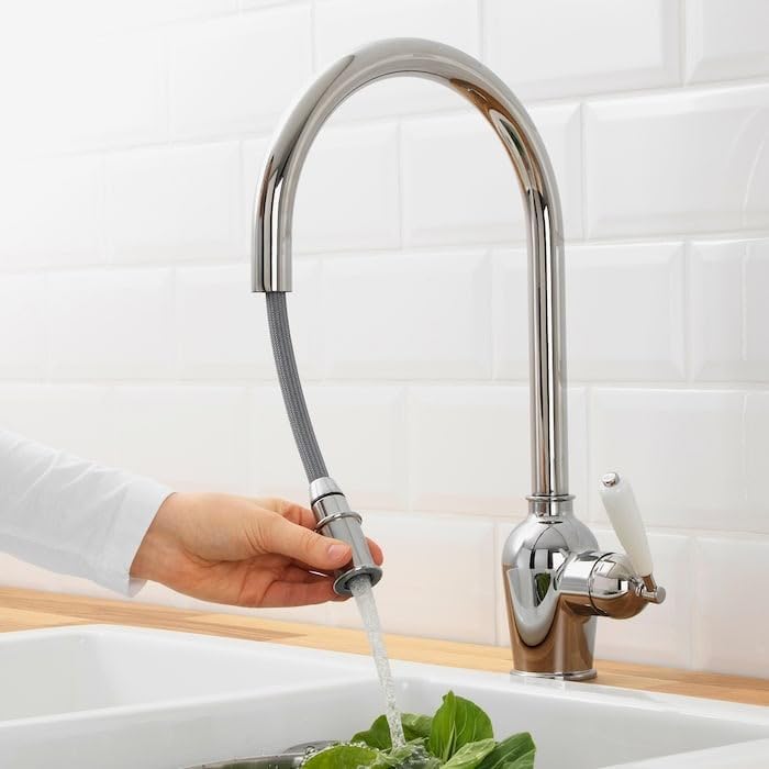 INSJÖN Kitchen Mixer Tap with Pull-Out Spout – Chrome-Plated, Stylish and Versatile Design