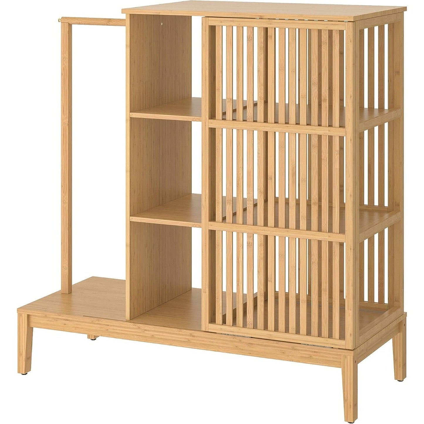 NORDKISA open wardrobe with sliding door,47 1/4x48 3/8 ", bamboo
