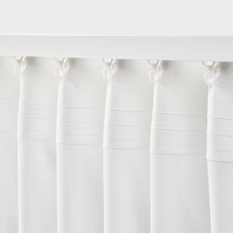 SILVERLÖNN Sheer curtains, 1 pair,for Bedroom Tier Curtains Rod Pocket 57x98 (White)
