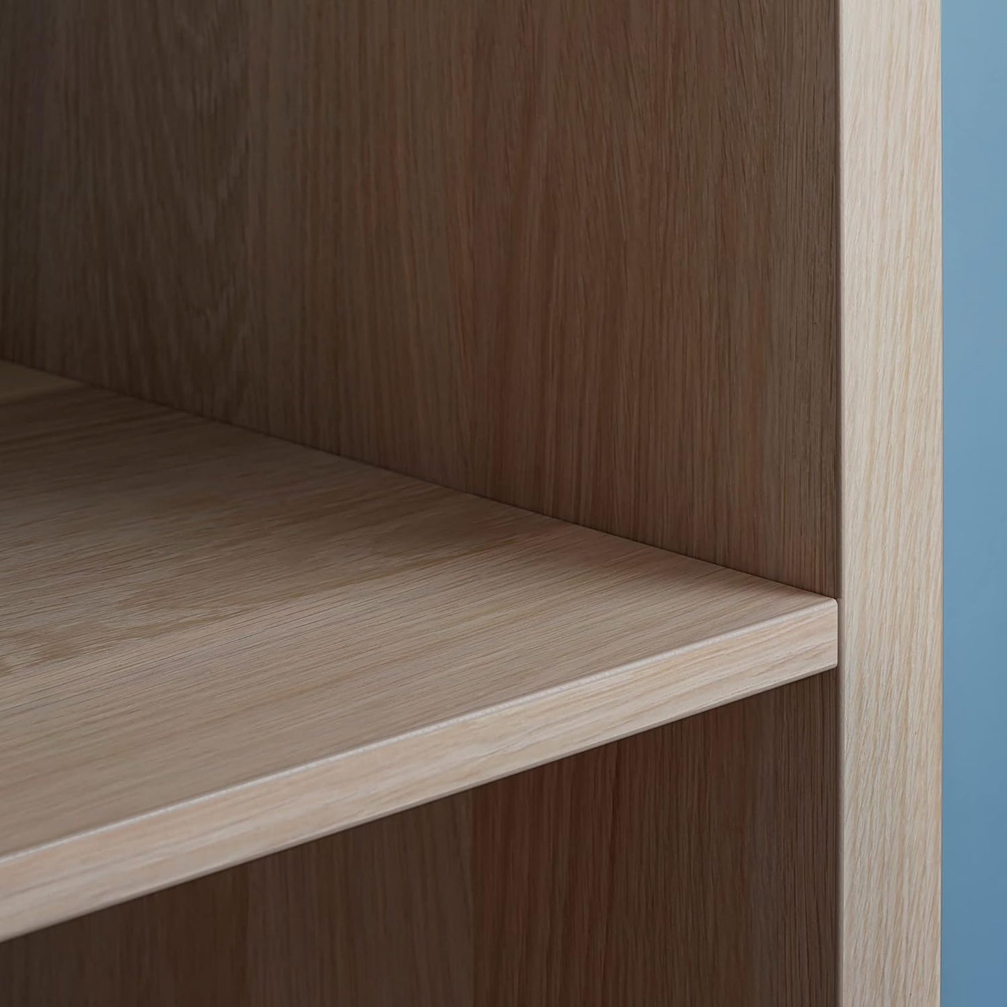 Shelf unit with doors, white stained oak effect