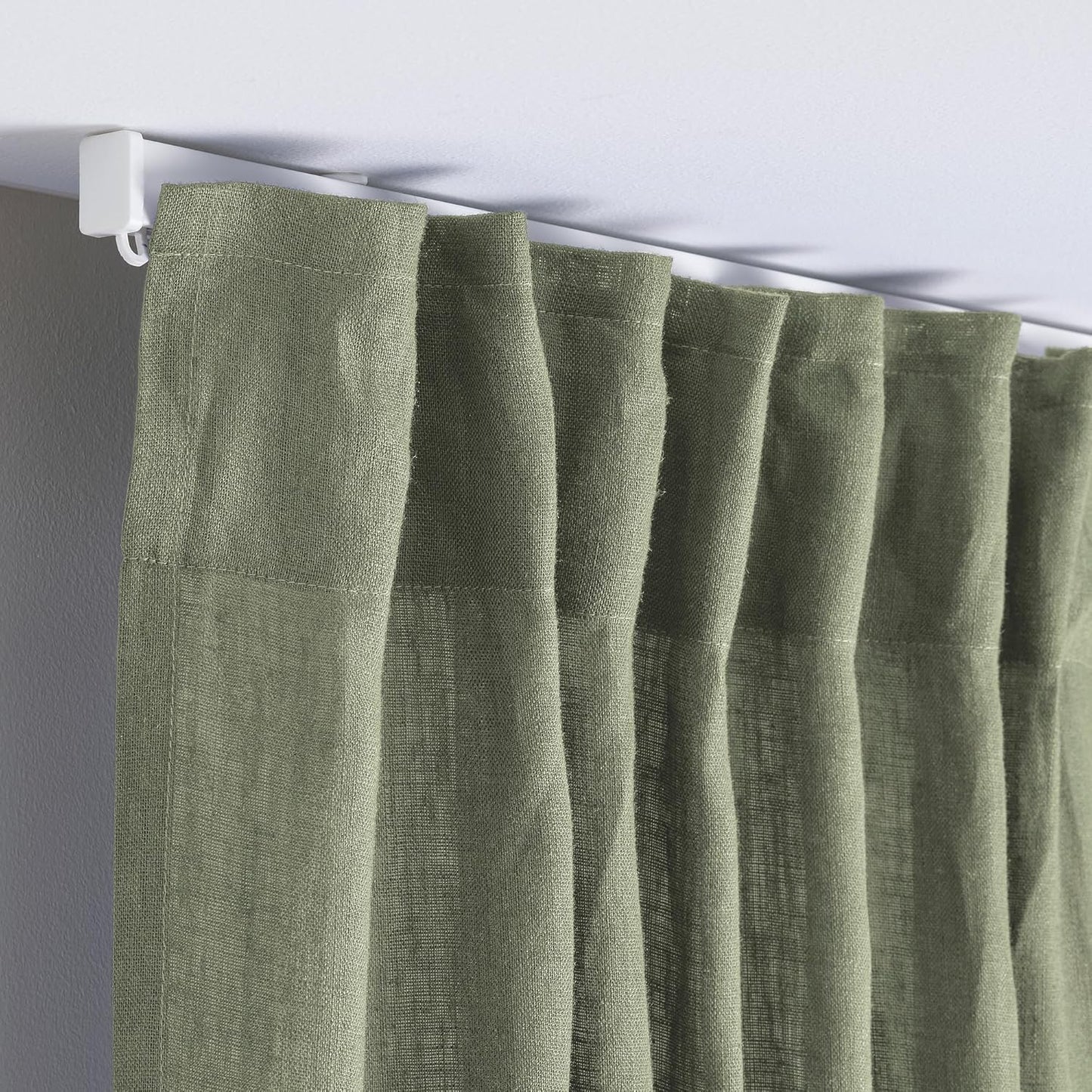 DYTÅG Curtains, 1 pair, gray-green/with heading tape, 57x98 "
