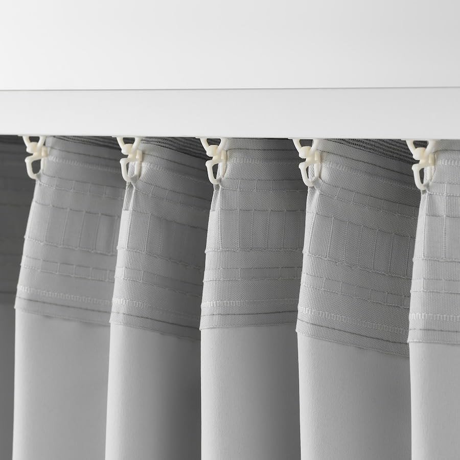 VILBORG Room darkening curtains, 1 pair, Pleat Blackout Curtains for Windows (Grey)