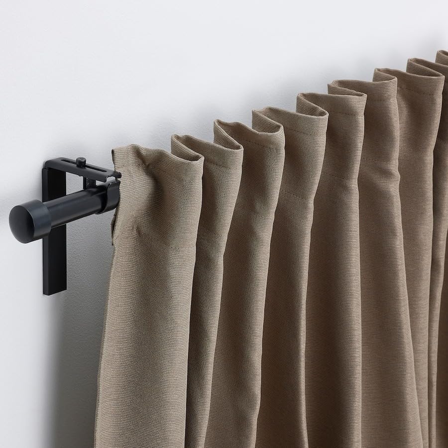 VILBORG Room darkening curtains, 1 pair, Pleat Blackout Curtains for Windows 57x98" (Dark grey-beige)