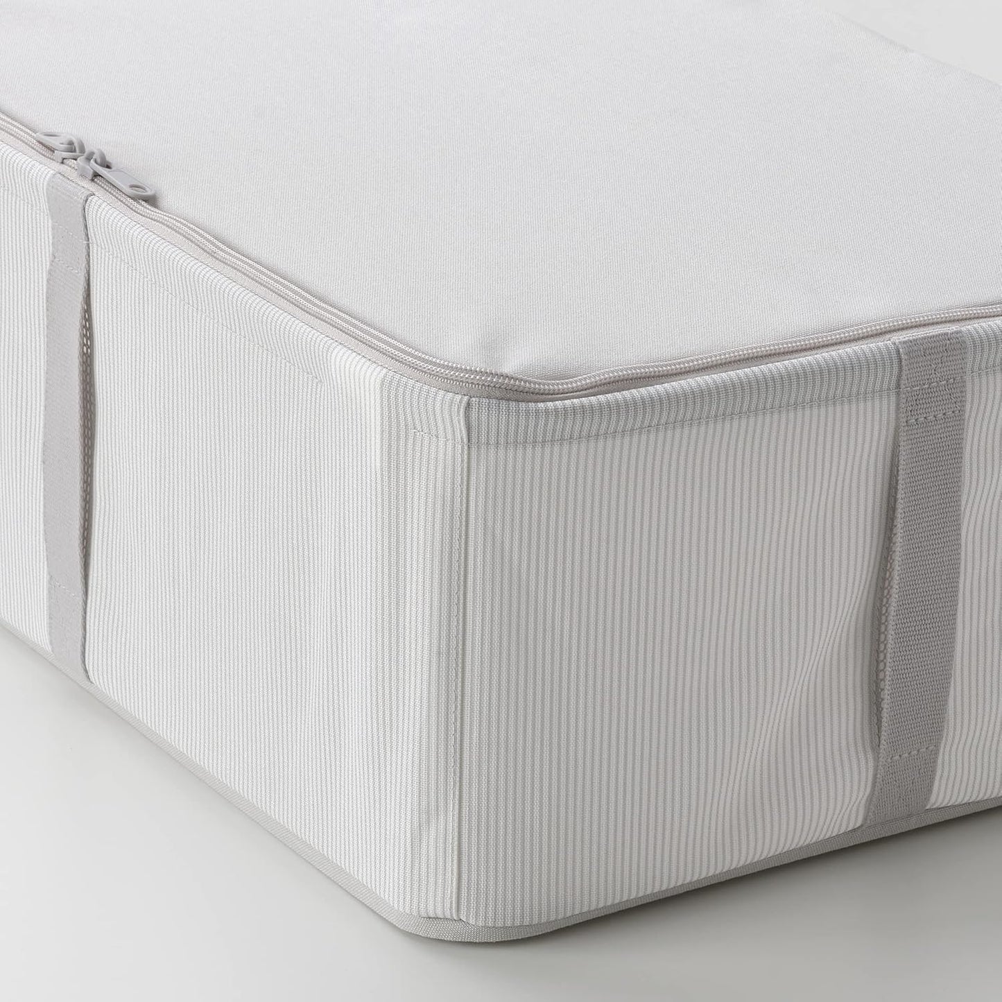 HEMMAFIXARE storage case, 34x51x19 cm, fabric striped/white/grey