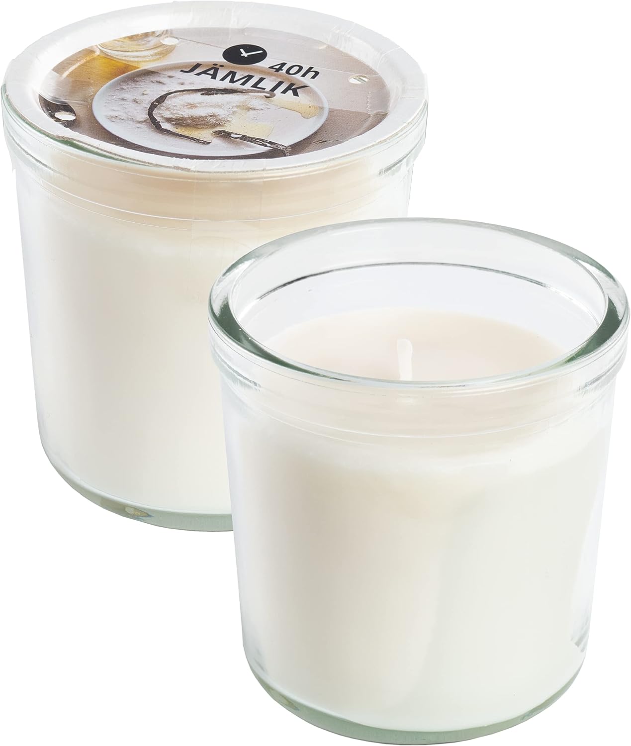 JAMLIK Cream Scented Candles in Glass Jars,40 Hours Each - Set of 2