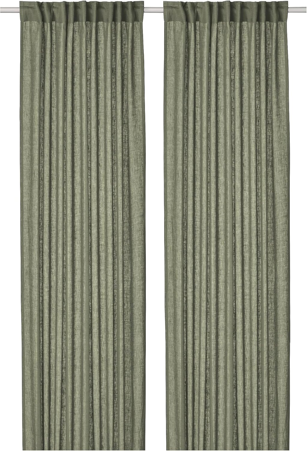 DYTÅG Curtains, 1 pair, gray-green/with heading tape, 57x98 "