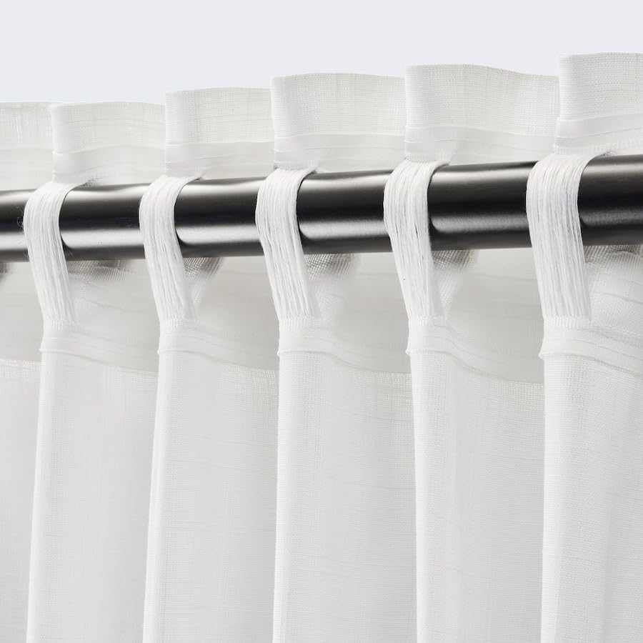 SILVERLÖNN Sheer curtains, 1 pair,for Bedroom Tier Curtains Rod Pocket 57x98 (White)