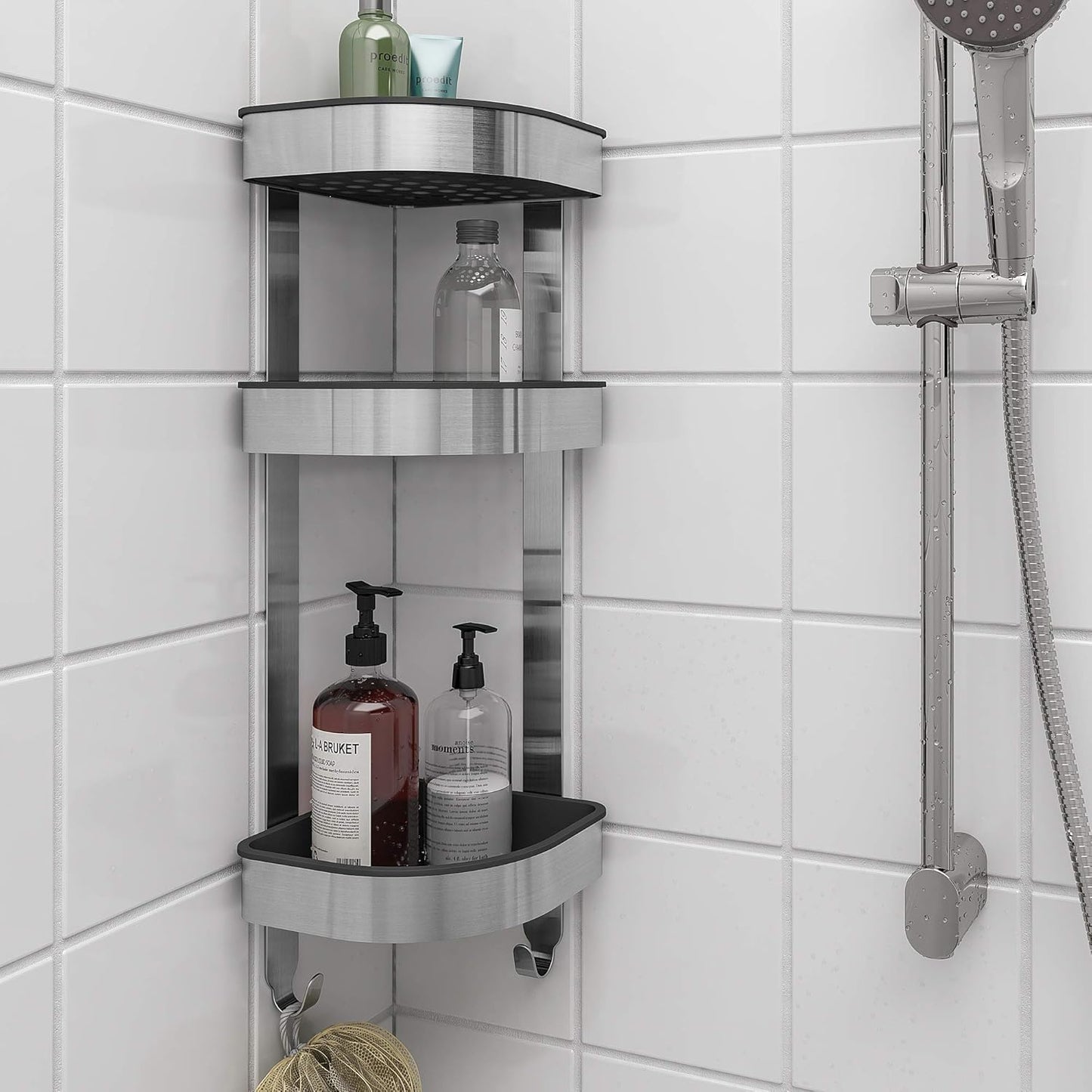 BROGRUND corner wall shelf unit,stainless steel