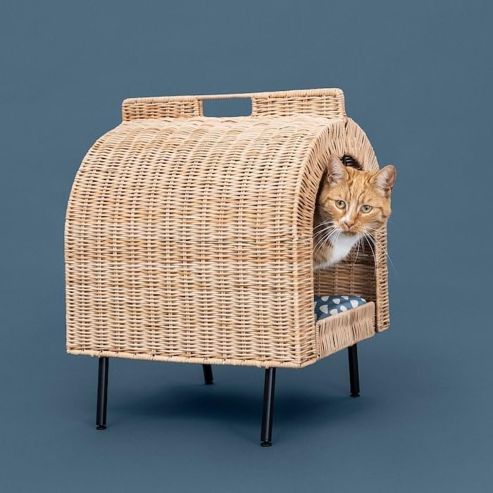 UTSÅDD Rattan Cat House on Legs - Stylish and Comfortable Shelter for Your Feline Friend