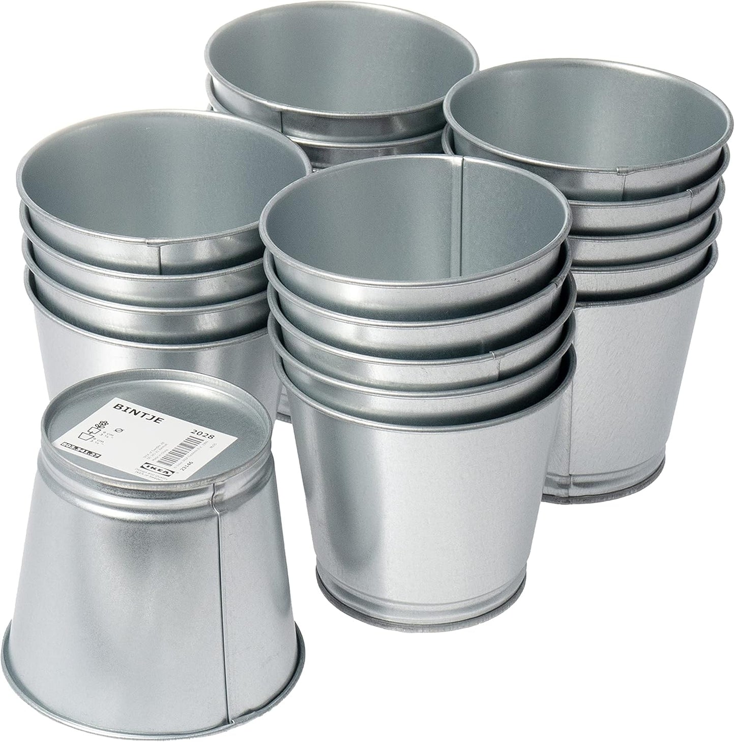 BINTJE 4 1/4 Small Galvanised Steel Plant Pots - Set of 20