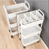 3-Tier Durable Plastic Rolling Storage Cart with Wheels - Easy to Move, Black & White Organizer for Kitchen, Bathroom, Bedroom - Compact Design with Handles for Versatile Use
