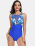 Cutout Printed Round Neck One-Piece Swimwear