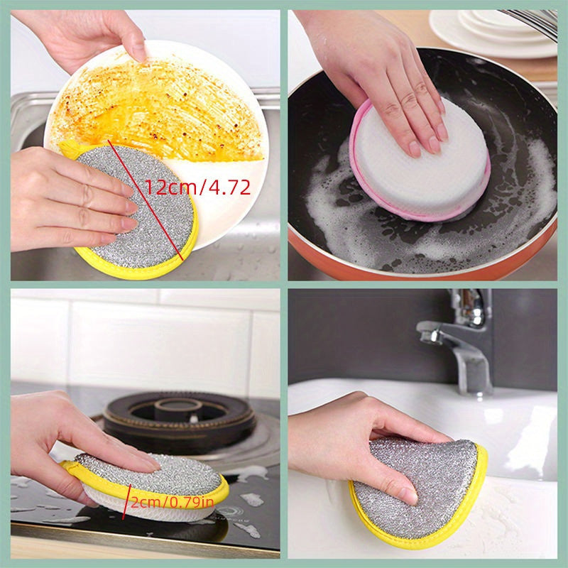 12pcs, Random Colors, Dishwashing Sponge, Kitchen Dishwashing Sponge, Pot-brushing Artifact, Household Double-sided Cleaning Sponge Wipes, Scouring Pad, Kitchen Scrubbing Sponge, Cleaning Supplies, Cleaning Tools, Home Gifts