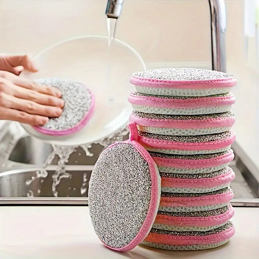 12pcs, Random Colors, Dishwashing Sponge, Kitchen Dishwashing Sponge, Pot-brushing Artifact, Household Double-sided Cleaning Sponge Wipes, Scouring Pad, Kitchen Scrubbing Sponge, Cleaning Supplies, Cleaning Tools, Home Gifts