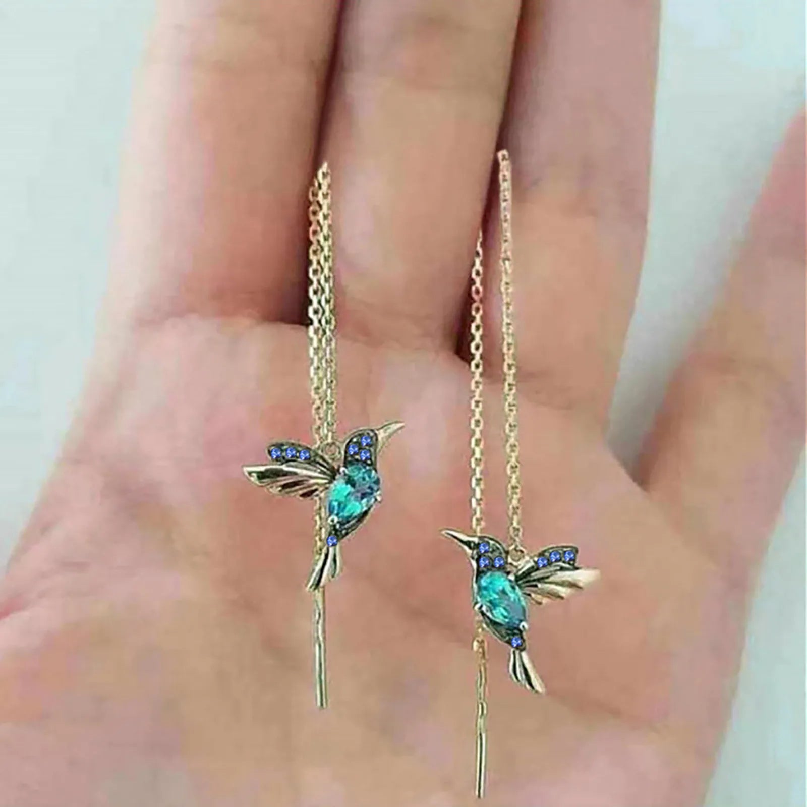 Elegant Crystal Hanging Bird Earrings for Women