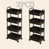 3-Tier Durable Plastic Rolling Storage Cart with Wheels - Easy to Move, Black & White Organizer for Kitchen, Bathroom, Bedroom - Compact Design with Handles for Versatile Use