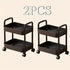 3-Tier Durable Plastic Rolling Storage Cart with Wheels - Easy to Move, Black & White Organizer for Kitchen, Bathroom, Bedroom - Compact Design with Handles for Versatile Use