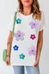 Flower Round Neck Short Sleeve T-Shirt