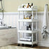 3-Tier Durable Plastic Rolling Storage Cart with Wheels - Easy to Move, Black & White Organizer for Kitchen, Bathroom, Bedroom - Compact Design with Handles for Versatile Use